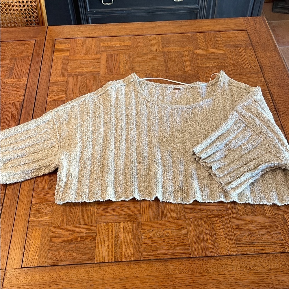 Free People Good Day Cream/ Sage Textured Women's Sweater M - Picture 6 of 11